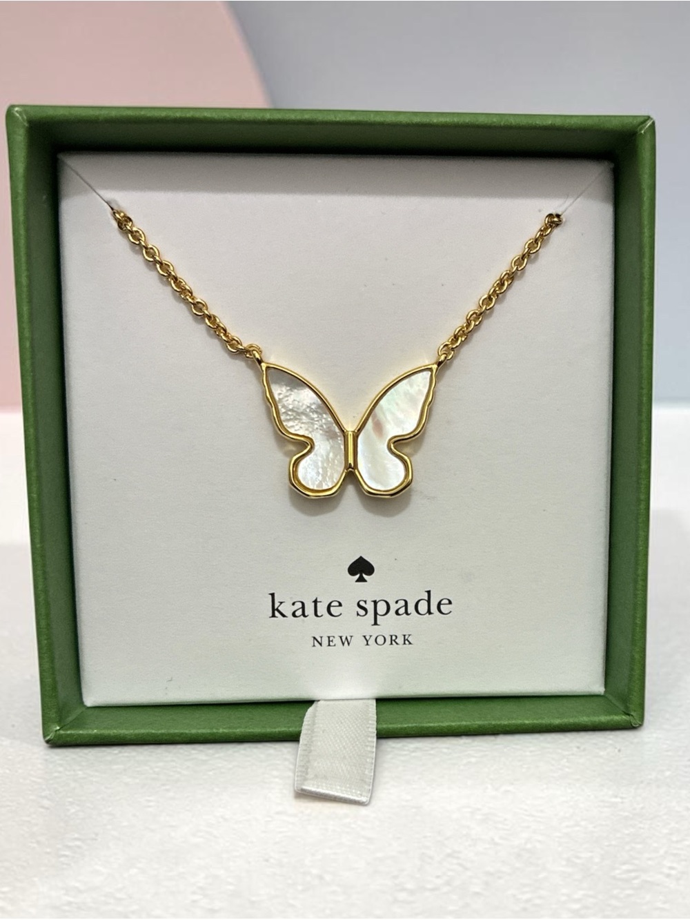 Kate Spade New York “All A Flutter” Butterfly Necklace – Mother of Pearl | NIB